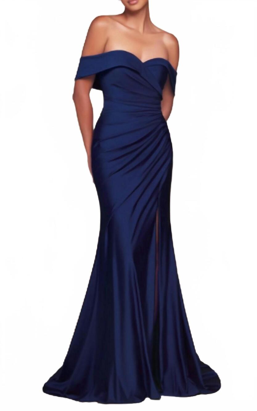 NEW LADIVINE chic off the shoulder long dress in navy